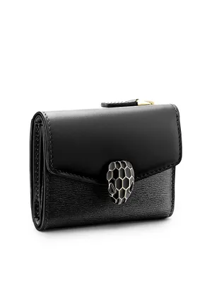 Serpenti Leather Compact Trifold Wallet