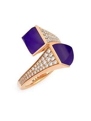 Cleo 18K Rose Gold, Diamond & Lapis Lazuli Ring