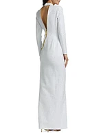 Crystal-Embroidered Zip Gown