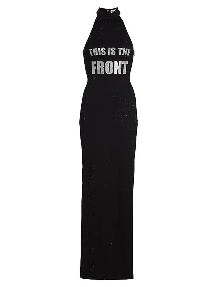 Graphic Sleeveless Halter Maxi Dress