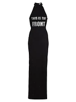 Graphic Sleeveless Halter Maxi Dress