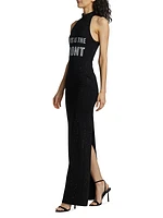 Graphic Sleeveless Halter Maxi Dress