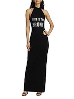 Graphic Sleeveless Halter Maxi Dress