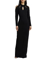 Long Sleeve Crepe Cut-Out Gown