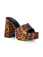 Dolly Leopard-Print Satin Platform Mules