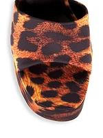 Dolly Leopard-Print Satin Platform Mules