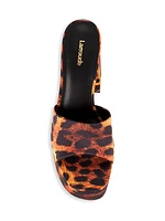 Dolly Leopard-Print Satin Platform Mules