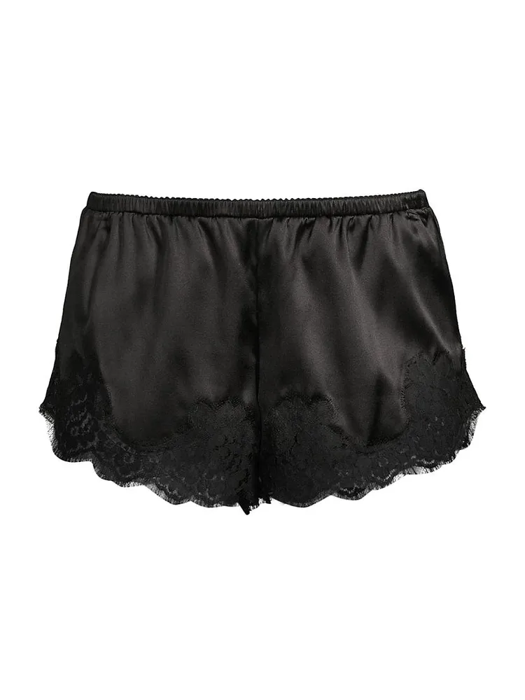 Elasticized Silk & Lace Shorts