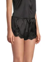 Elasticized Silk & Lace Shorts