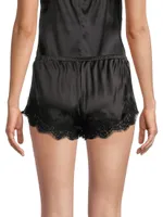 Elasticized Silk & Lace Shorts