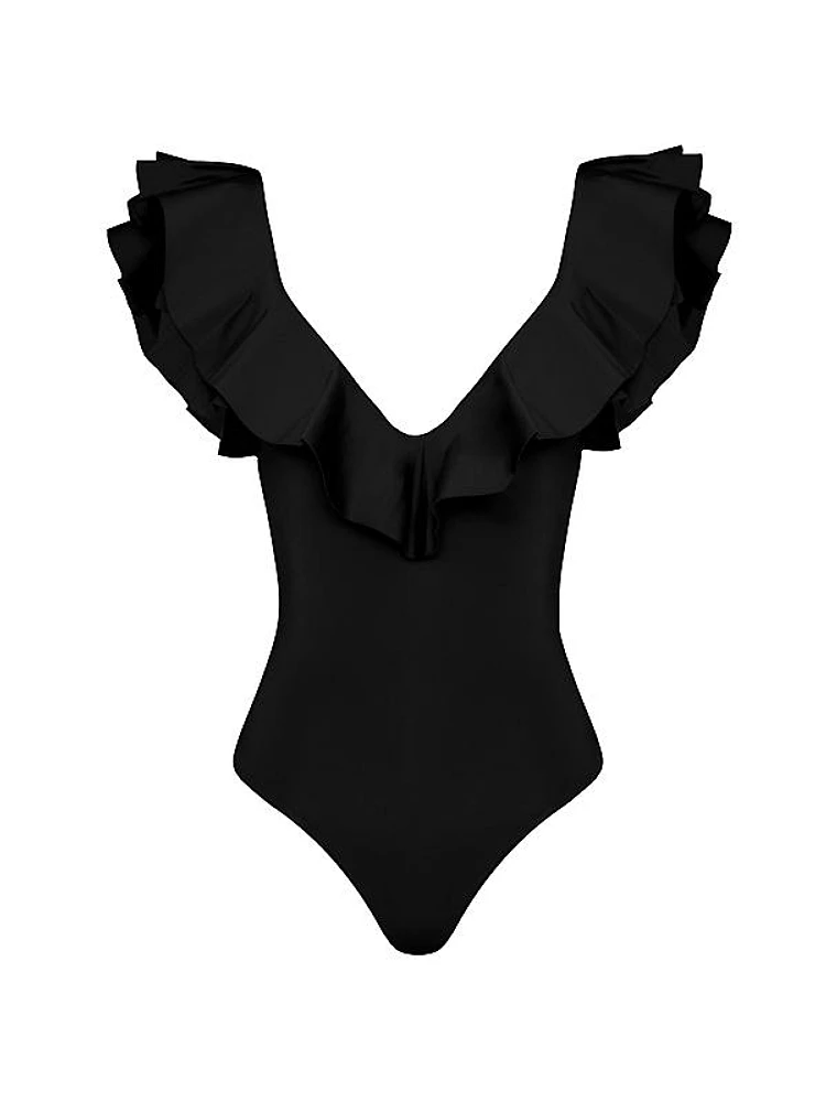 Santa Ruffle One-Piece Swimsuit