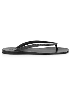 Bead-Embellished Leather Thong Sandals