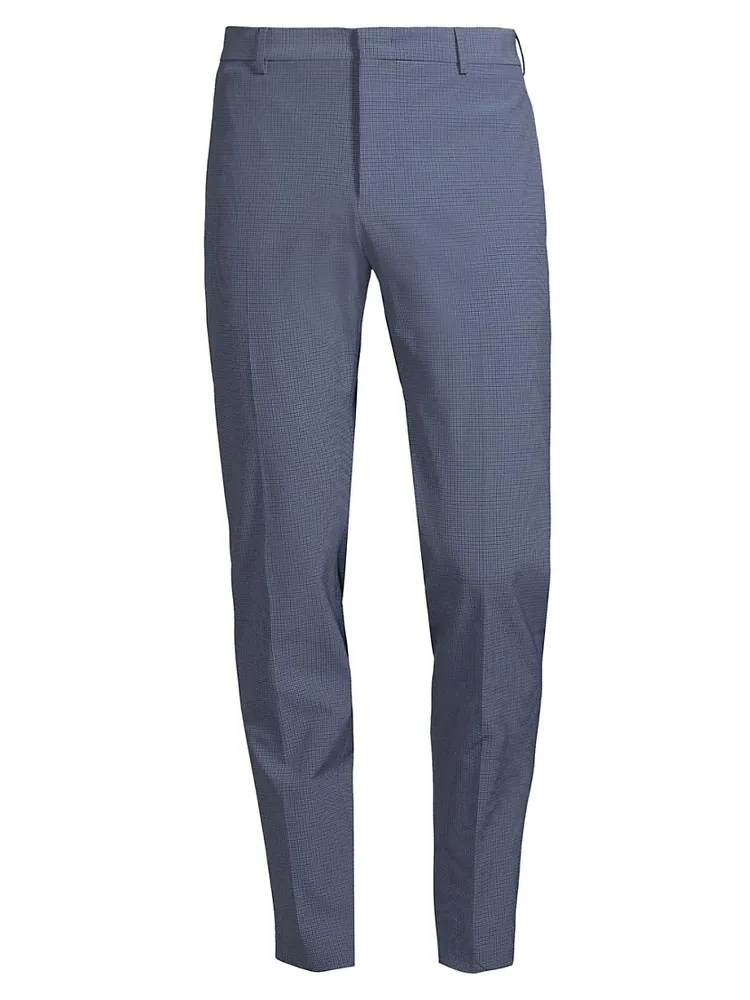 Micro Check Straight-Leg Trousers