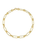 18K Yellow Gold Paper Clip Chain Necklace/18"