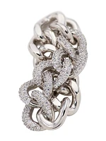 Elevate Rhodium-Plated Cubic Zirconia Pavé Curb Chain Ring