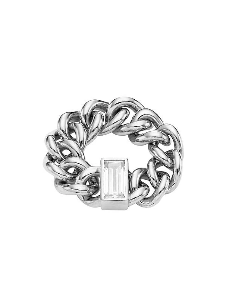 Elevate Rhodium-Plated Cubic Zirconia Chain Ring