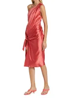 Draped One-Shoulder Knot Dress