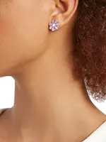 Revelry Sterling Silver, Cubic Zirconia, & Faux Corundum Flower Stud Earrings
