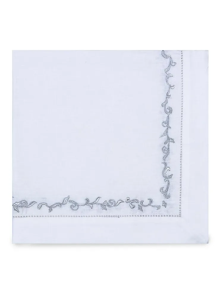 Metallic Scroll Border Linen Napkin Set of 4