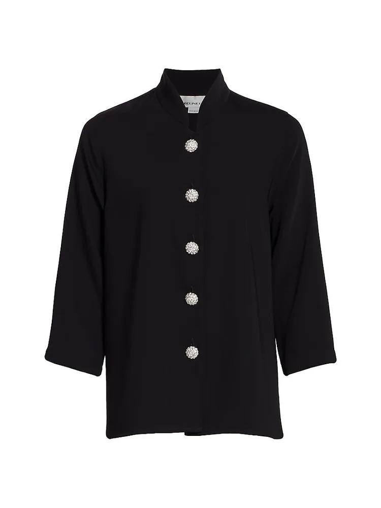 Suzette Pavé-Button Crepe Jacket