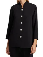 Suzette Pavé-Button Crepe Jacket