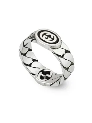 Interlocking G Ring Gourmette Sterling Silver & Enamel