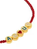 Emily In Paris Amour 18K Gold-Plated Bead & Enamel Cord Bracelet