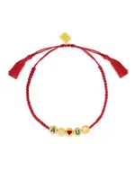 Emily In Paris Amour 18K Gold-Plated Bead & Enamel Cord Bracelet