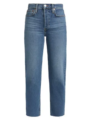 70s Stove Pipe High-Rise Straight Crop Jeans