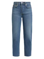 70s Stove Pipe High-Rise Straight Crop Jeans