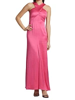 Cross Front Silk Satin Gown