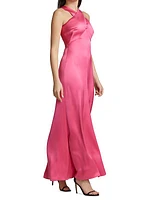 Cross Front Silk Satin Gown