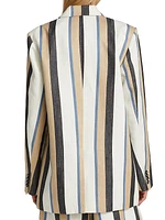 Double-Breasted Striped Linen Blazer