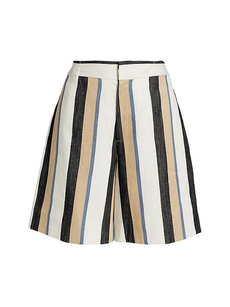 Striped Linen Trouser Shorts