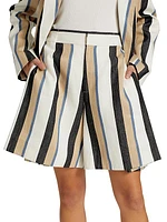 Striped Linen Trouser Shorts