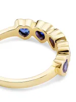 14K Yellow Gold & Blue Sapphire Heart Ring