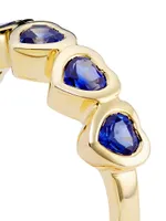 14K Yellow Gold & Blue Sapphire Heart Ring