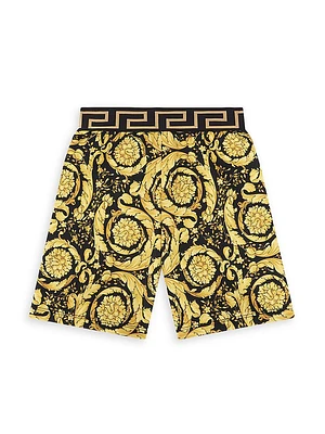 Little Boy's & Baroque Print Fleece Shorts