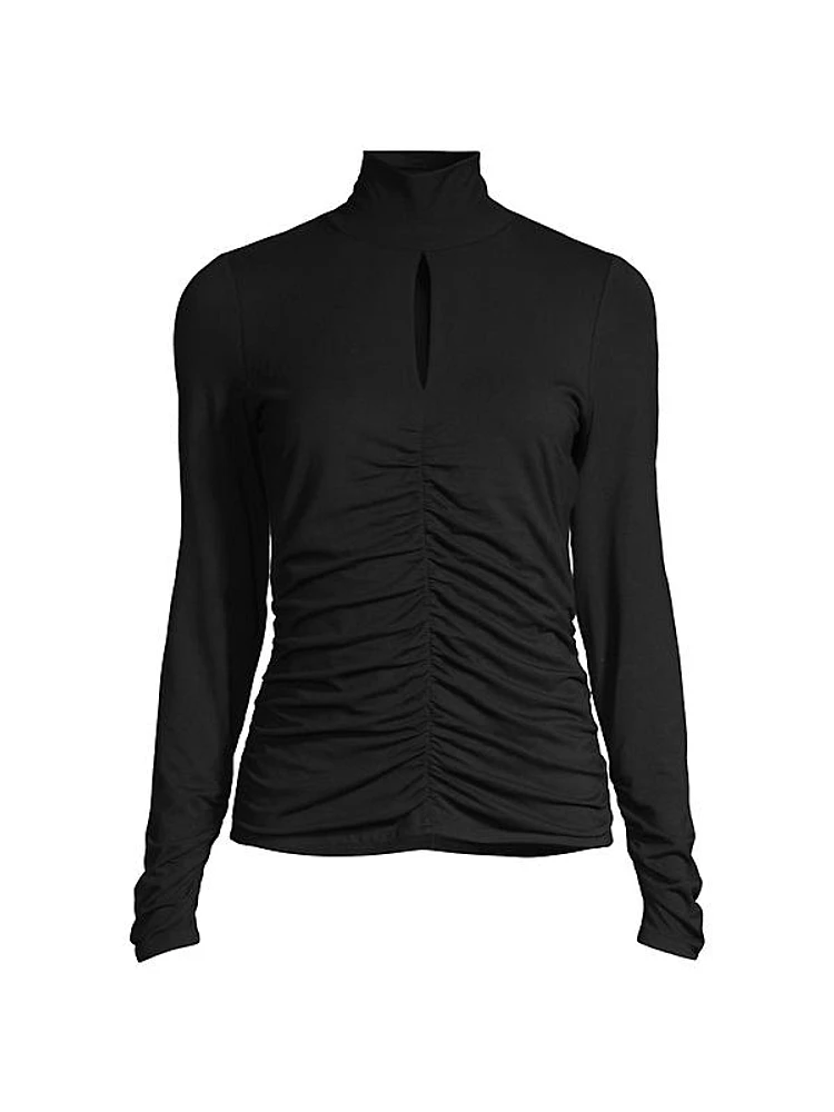 Ruched Turtleneck Top