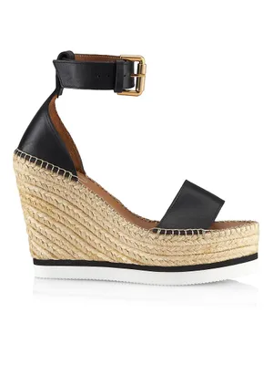 Glyn Leather Espadrille Wedge Sandals