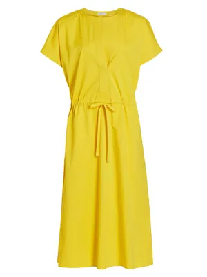 Paneled Side Cotton-Stretch Midi-Dress