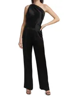 Pleated Satin Wide-Leg Trousers