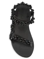 Trekky Faux Pearl-Embellished Sandals