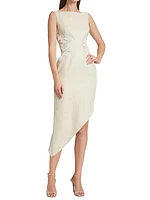 Faille Twill & Lace Inset Midi Dress