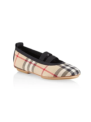 Little Girl's & Girl's Grace Check Ballerina Flats