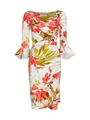 Triana Gathered Floral Midi Dress