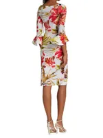 Triana Gathered Floral Midi Dress