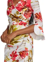 Triana Gathered Floral Midi Dress