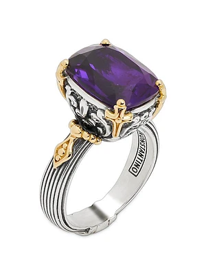 Delos 2.0 Core 18K Gold, Sterling Silver & Amethyst Ring