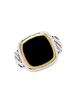 Orion Eos Sterling Silver, Bronze & Onyx Ring